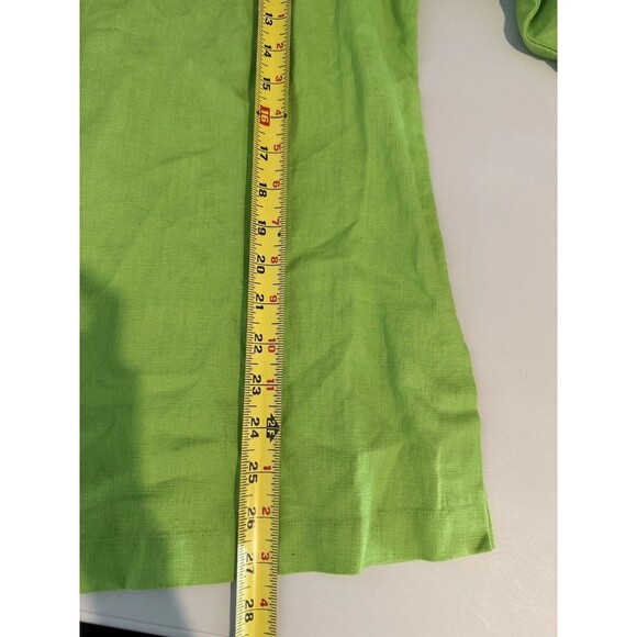 Chico's Top 2 Large No Iron 100% Linen Shirt Green Button Up 3/4 Sleeve New - Picture 4 of 7